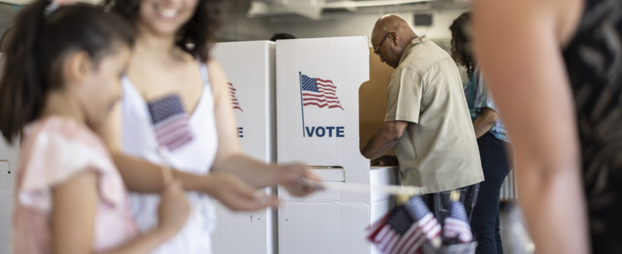 People voting at the local community center